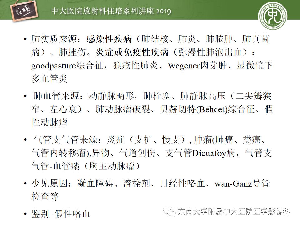 【PPT】咯血的临床及影像分析思路