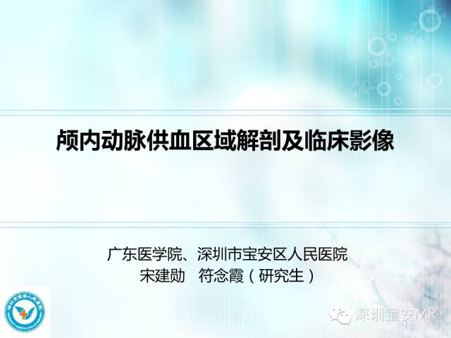 【PPT】颅内动脉供血区域解剖及临床影像