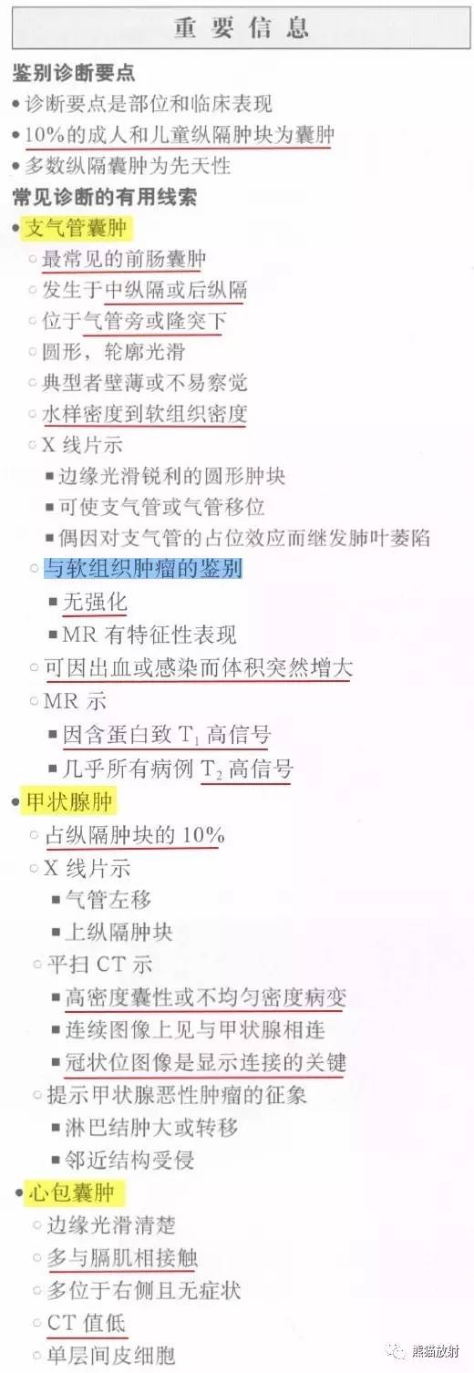 “纵隔囊性肿块”的鉴别诊断